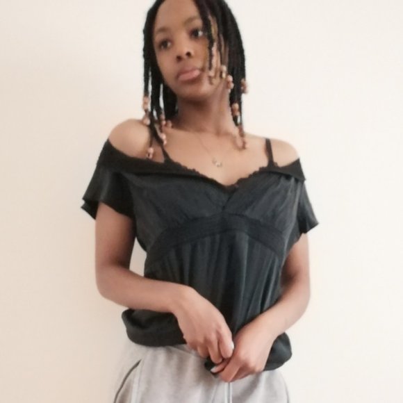 BCBGMaxAzria Black Flowy Neck Silk Blouse - Picture 13 of 13